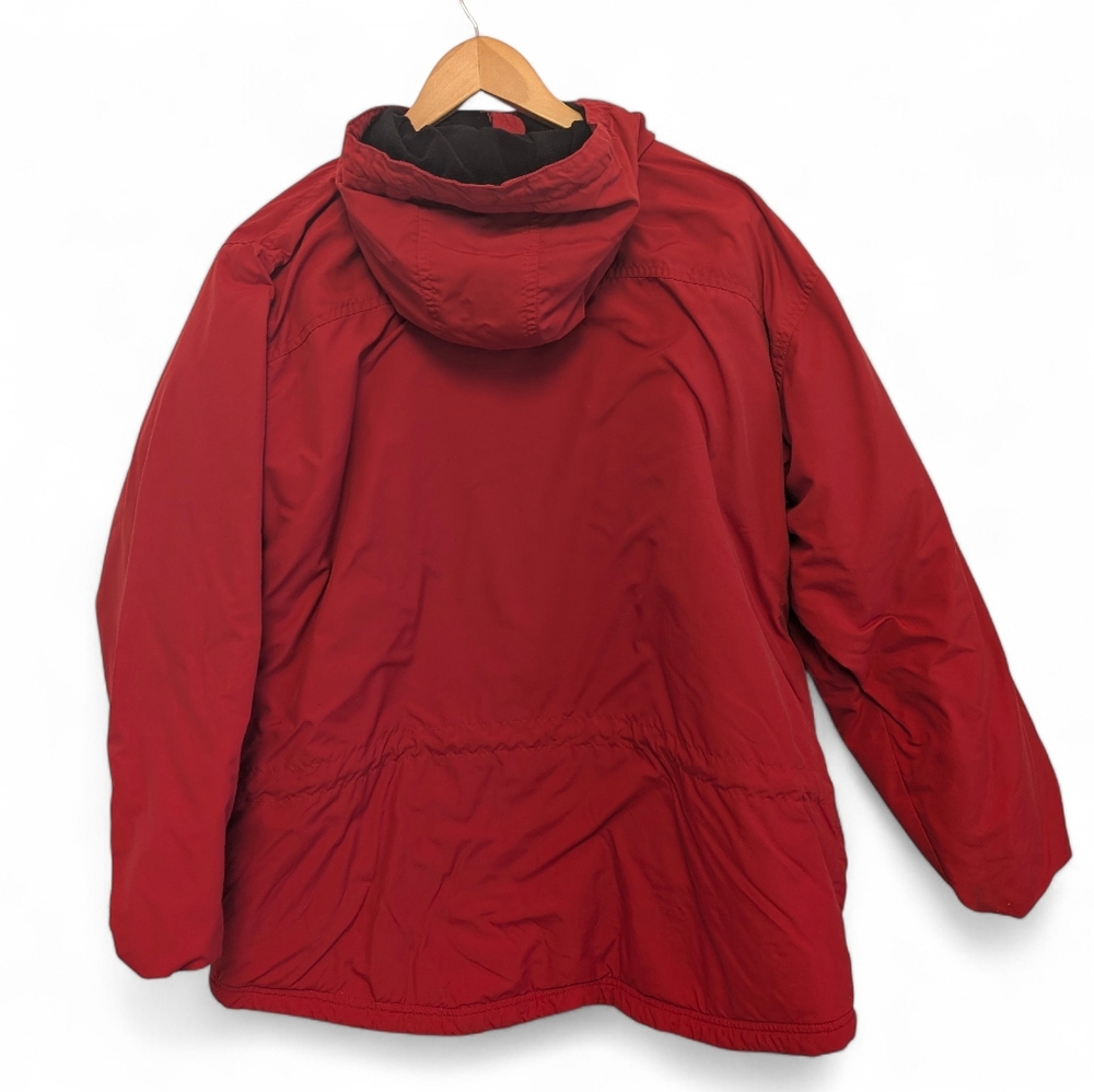LLBEAN Vintage Red Thinsulate Jacket Anorak Squall Fleece Lined Hooded Large - Picture 5 of 15